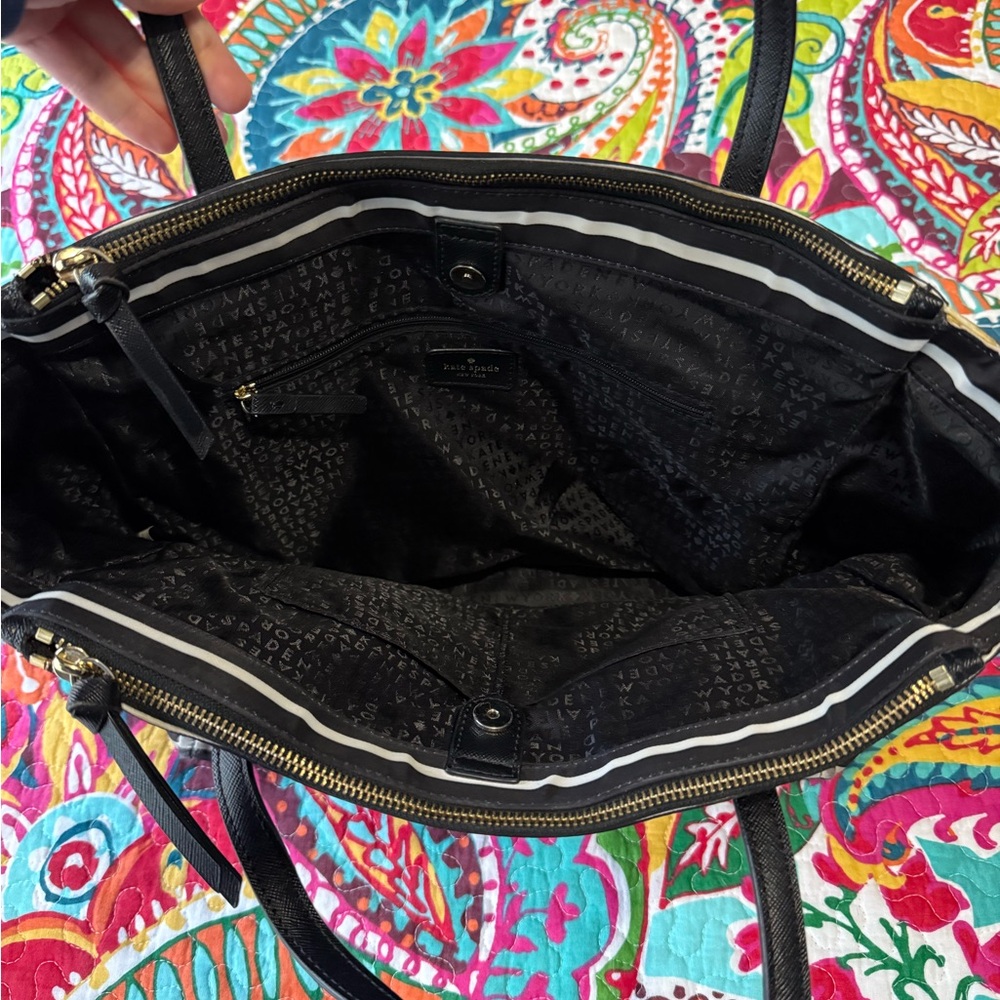 Kate Spade Black and White Striped Tote - Picture 3 of 3